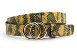 dames jeans riem geel / zwart leer 3 cm