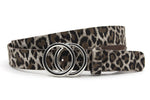 dames jeans riem zwart / beige leer 3 cm