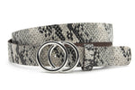 dames jeans riem beige / zwart leer 3 cm