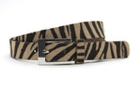 dames jeans riem beige / donker bruin leer 3 cm