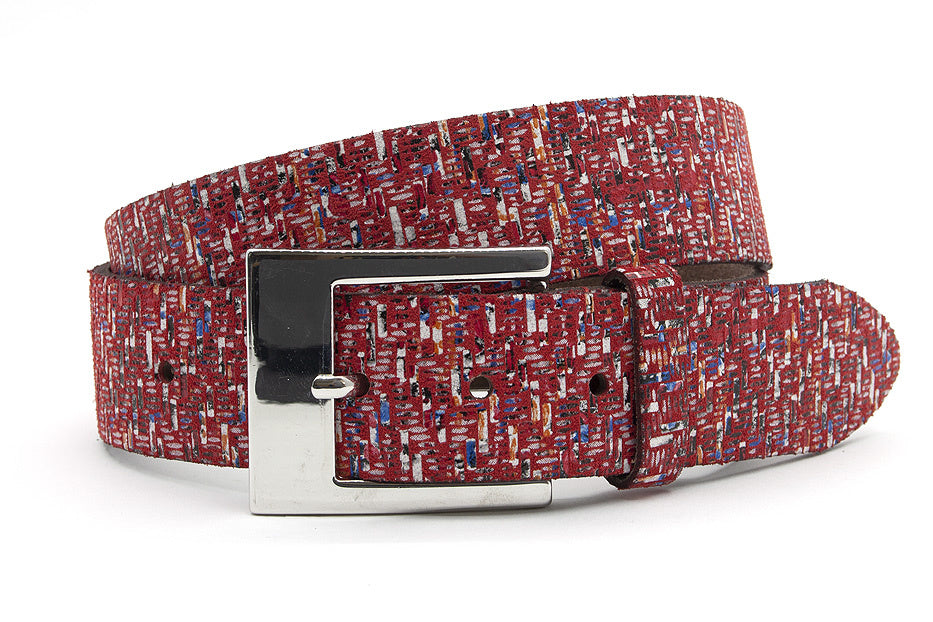 Dames riem rood tweed