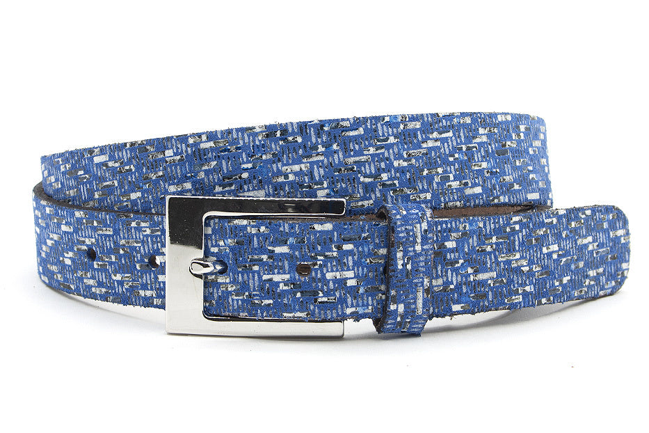 dames jeans riem blauw leer 3 cm