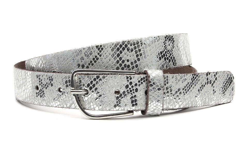 Dames riem wit met slangenprint