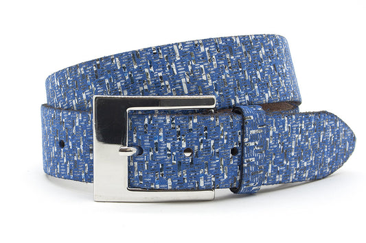 Dames riem blauw tweed