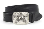 dames jeans riem zwart leer 4 cm