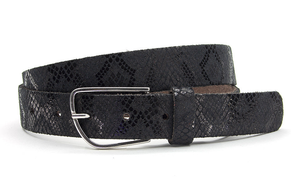 Dames ceintuur zwart met slangenprint