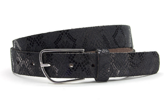 Dames ceintuur zwart met slangenprint