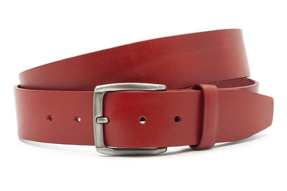 dames jeans riem rood leer 4 cm