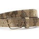 Leren bruin/bronzen dames riem met slangenprint