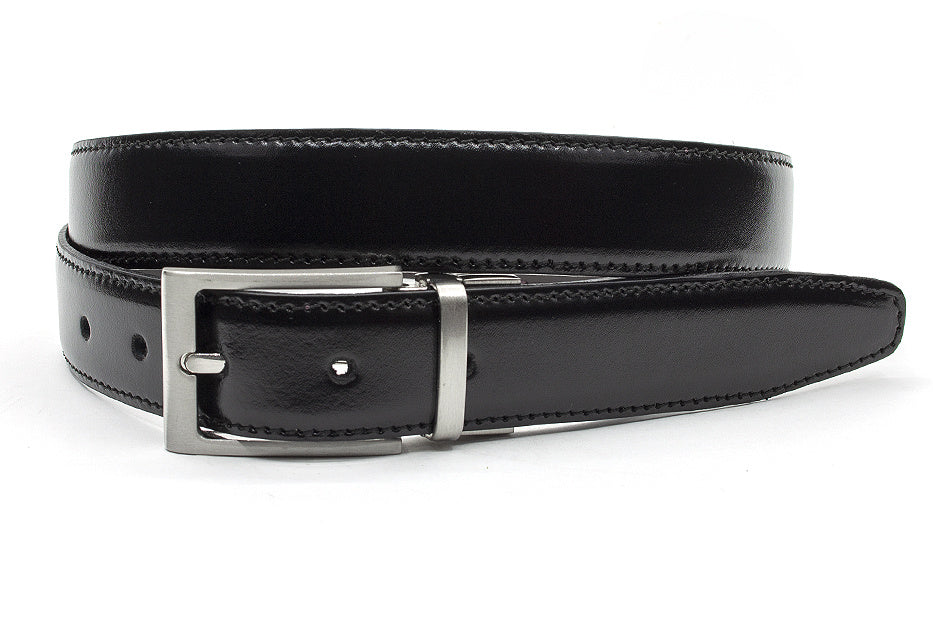 Draaibare (reversibel) riem bordo/zwart