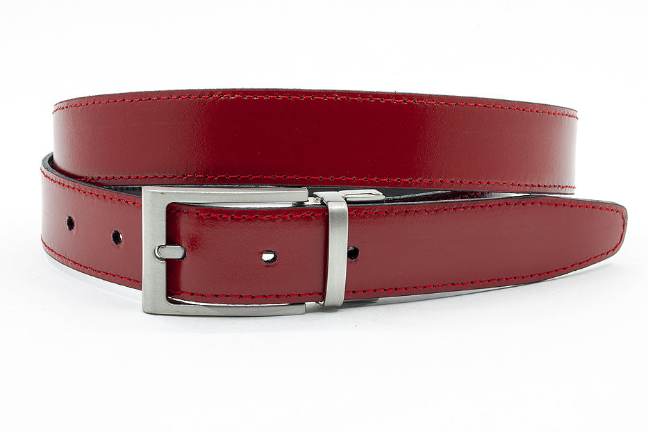 Draaibare (reversibel) riem rood/zwart