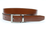 heren draaibare riem zwart / cognac leer 3 cm