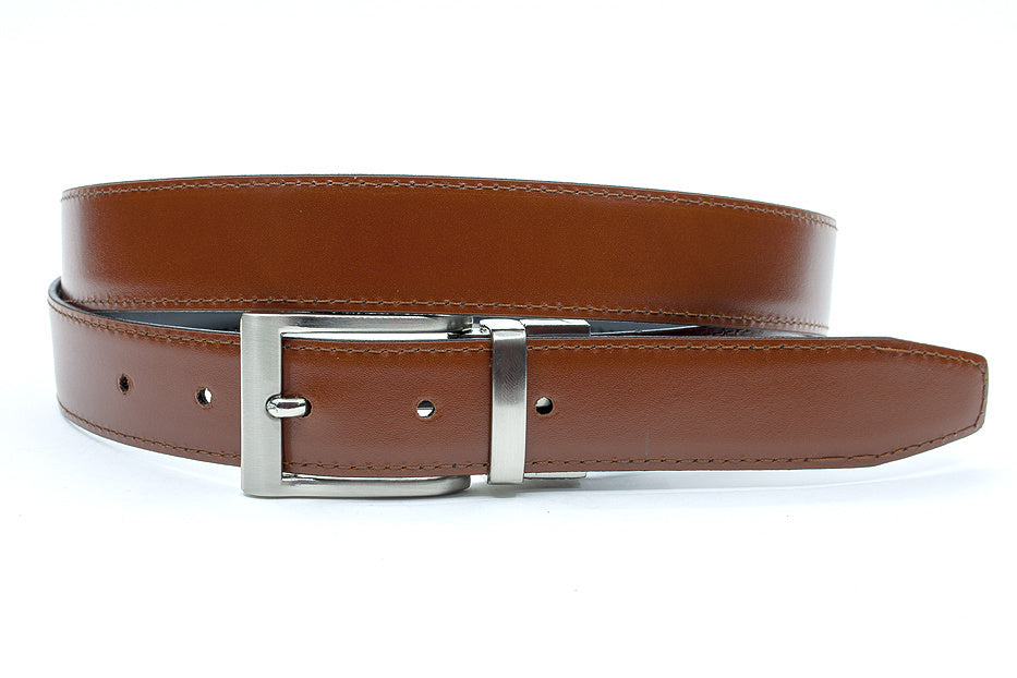 Draaibare (reversibel) riem midden bruin/zwart