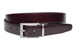 heren draaibare riem zwart / bordeaux leer 3 cm