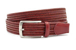 heren elastische riem rood leer 3.5 cm