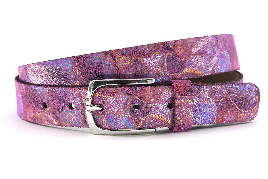 dames jeans riem fuchsia leer 3 cm