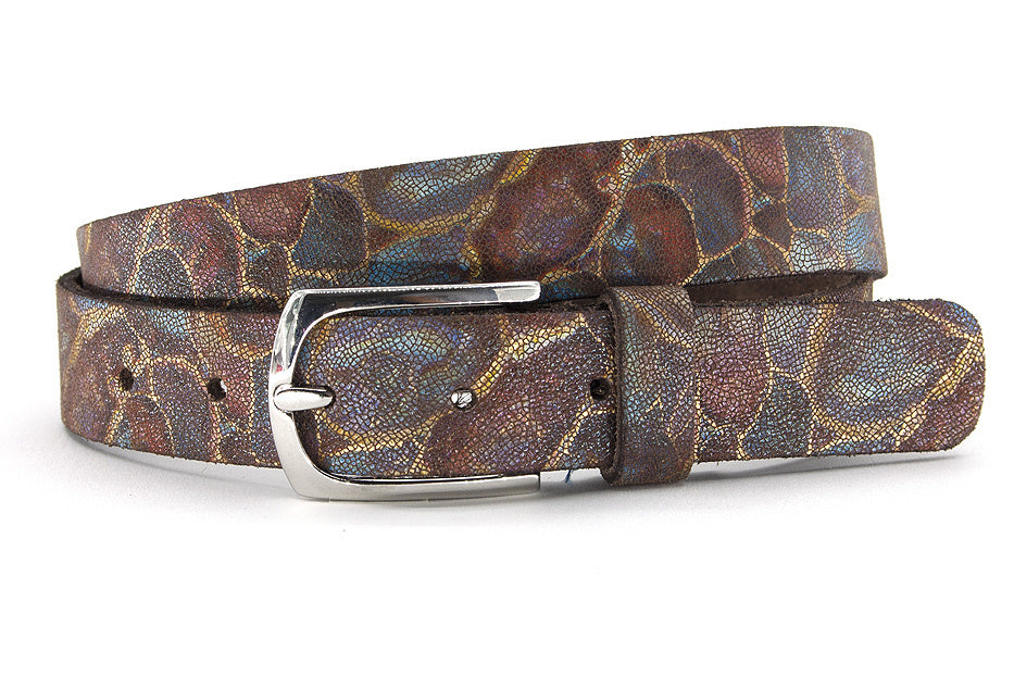 Leren bruine dames riem met zilver