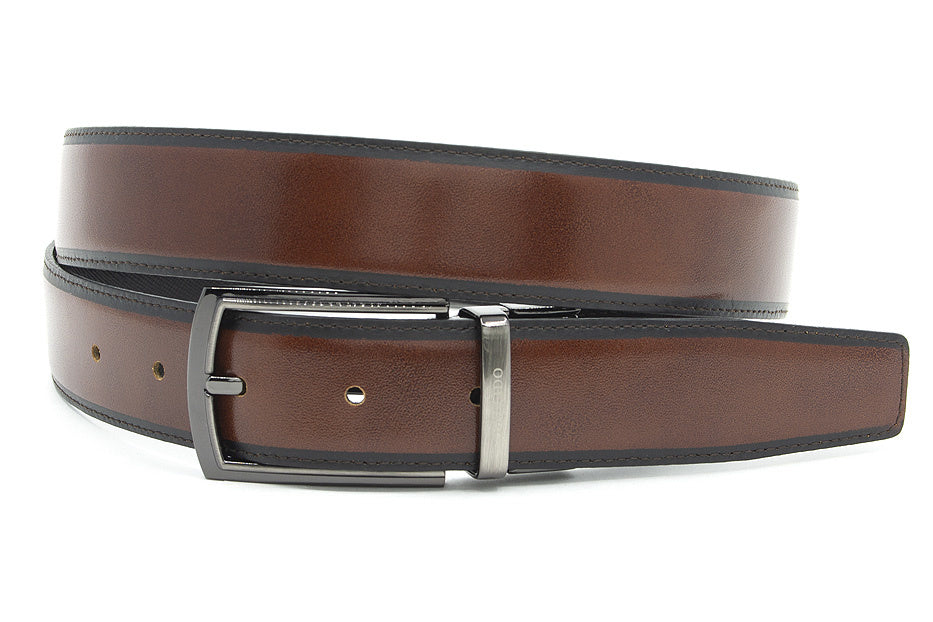 Draaibare (reversibel) riem bruin/zwart