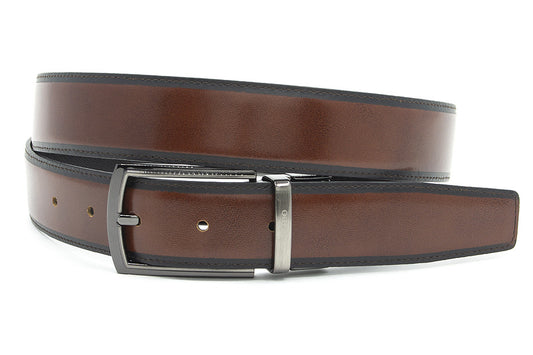 Draaibare (reversibel) riem bruin/zwart