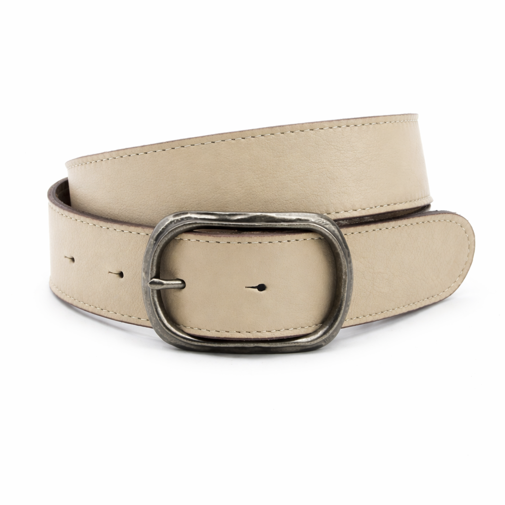 dames jeans riem beige leer 4 cm