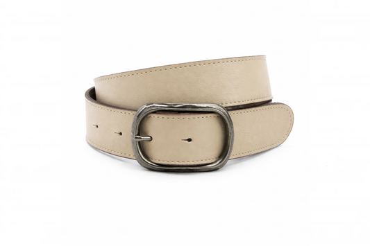 dames jeans riem beige leer 4 cm