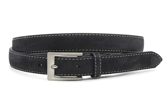 Zwarte smalle nubuck dames riem
