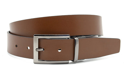 heren draaibare riem zwart / cognac leer 3.5 cm