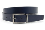 heren draaibare riem zwart / blauw leer 3.5 cm