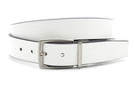 heren draaibare riem zwart / wit leer 3.5 cm