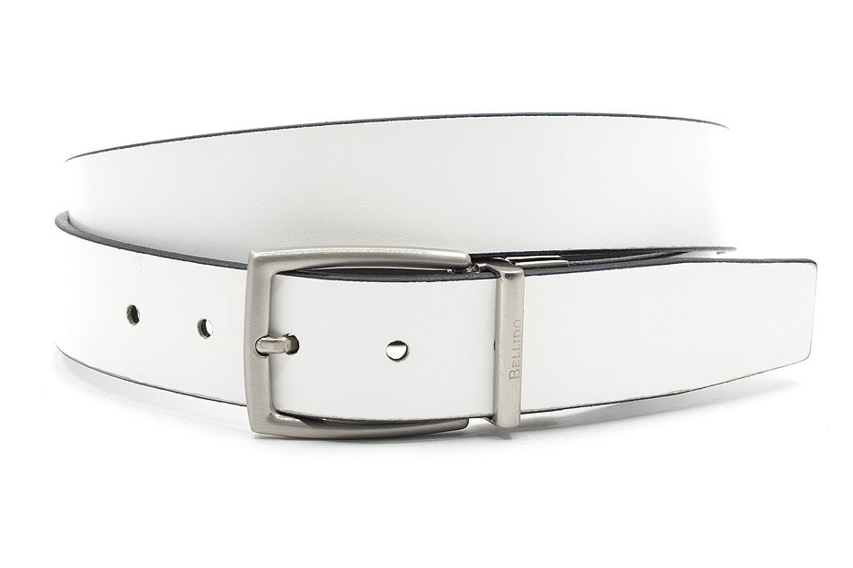 Draaibare (reversibel) heren riem wit/zwart