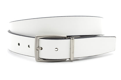Draaibare (reversibel) heren riem wit/zwart