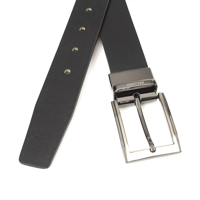 heren draaibare riem zwart / cognac leer 3.5 cm