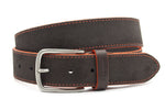 heren suède riem bruin / oranje suède 4 cm