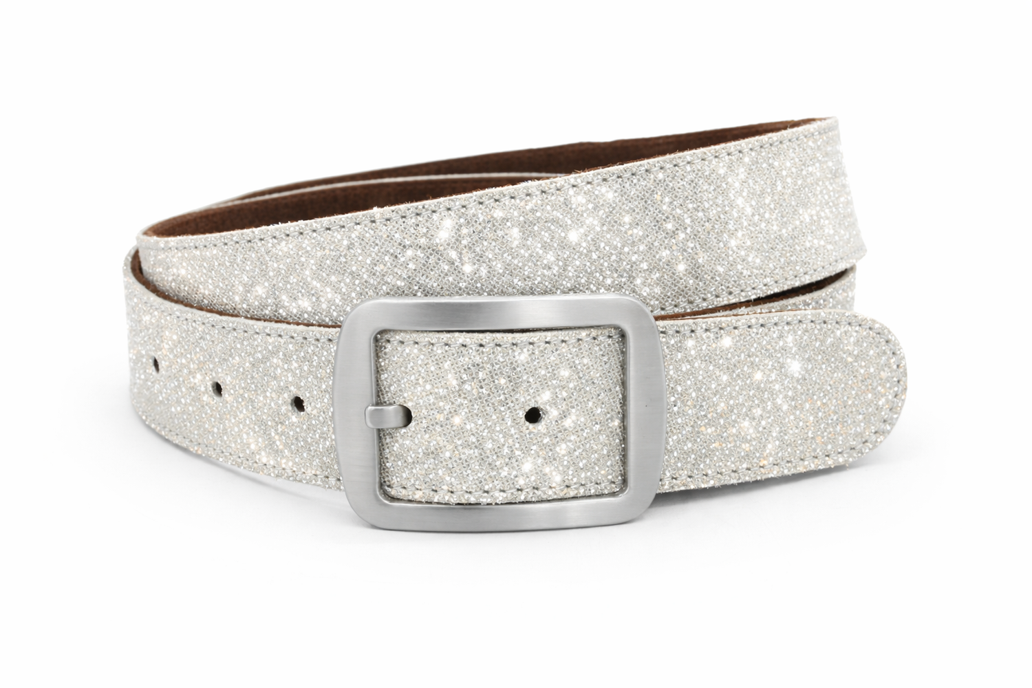 dames jeans riem zilver leer 4 cm