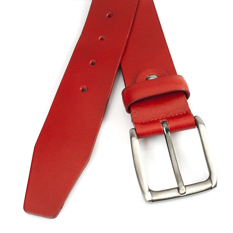 dames jeans riem rood leer 4 cm