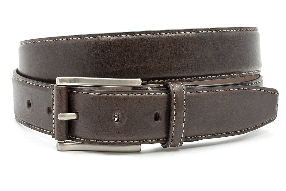 Middenbruine leren heren riem