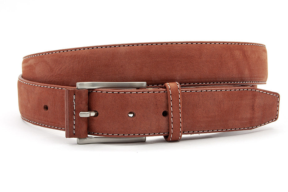 Brique kleurige nubuck riem