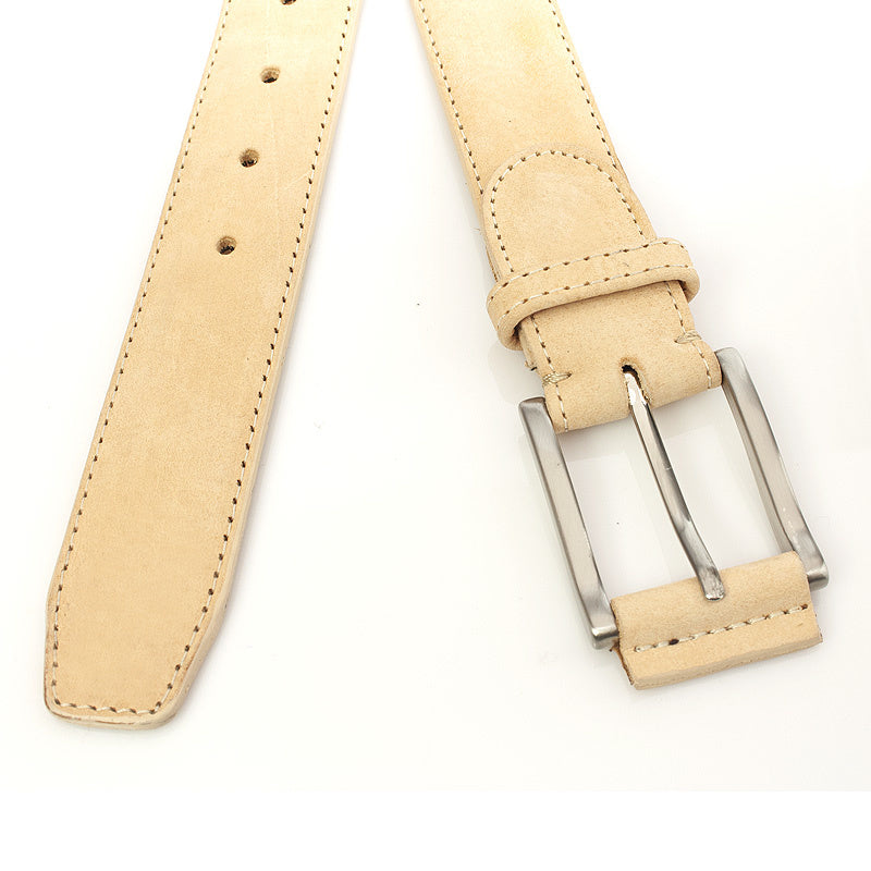 Naturel kleurige nubuck riem unisex