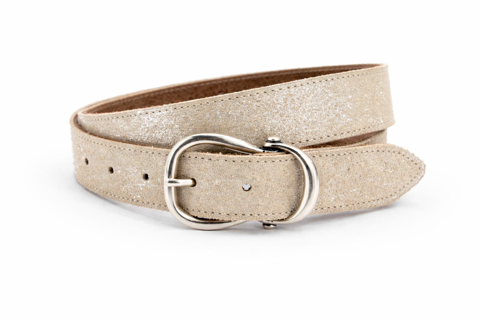 dames smalle riem goud leer (metallic) 3 cm