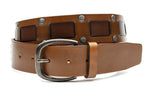 dames jeans riem tabak bruin leer 4 cm