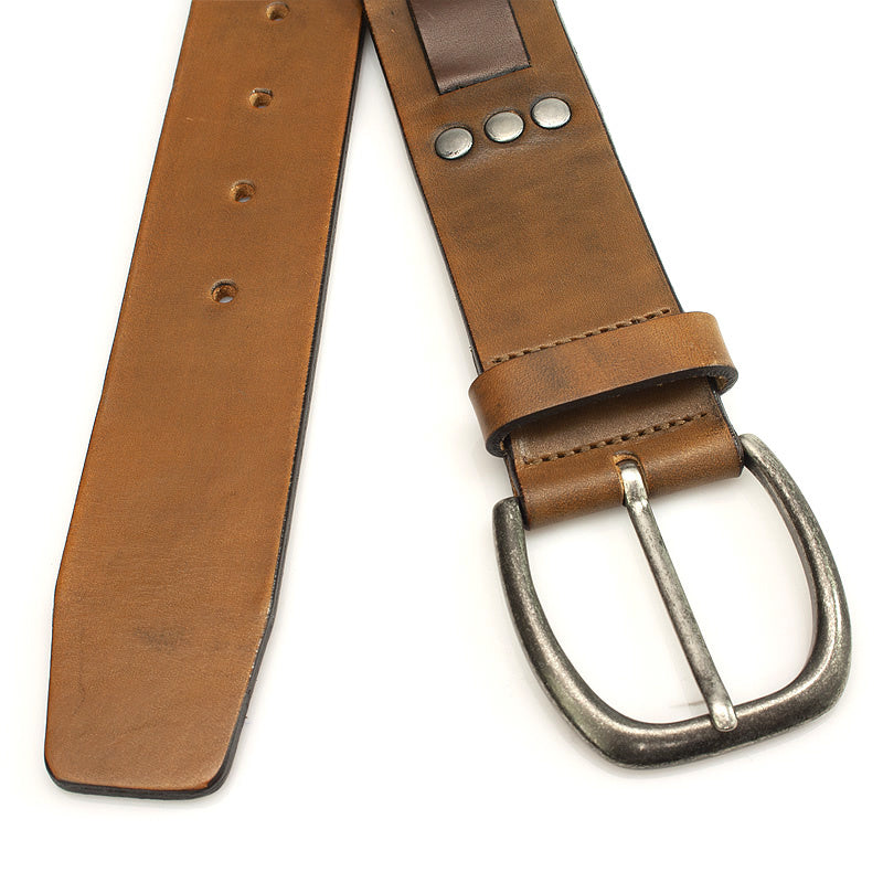 Jeans riem tabakbruin met studs