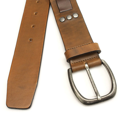 Jeans riem tabakbruin met studs