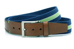 heren elastische riem blauw leer 3.5 cm