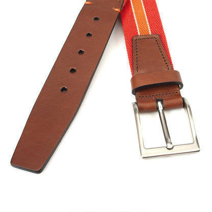 Elastische rood oranje heren riem