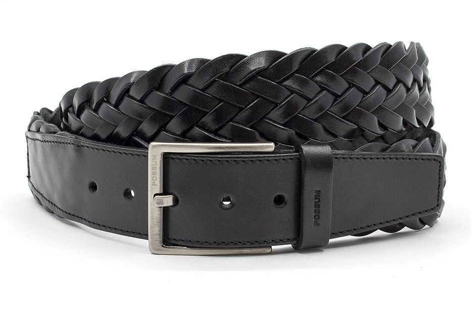 Vlechtriem zwart unisex