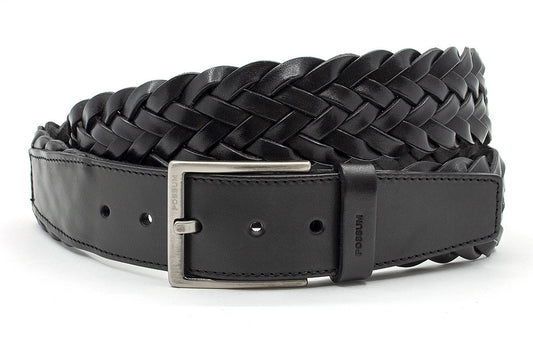 Vlechtriem zwart unisex
