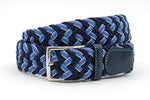 heren gevlochten riem blauw leer 3.5 cm