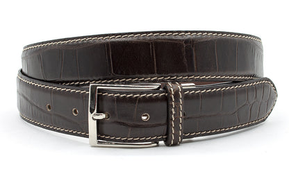Bruine heren riem croco print