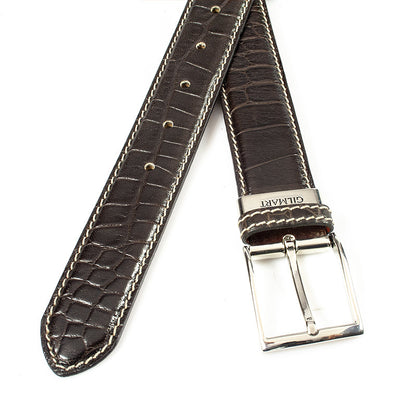 Bruine heren riem croco print