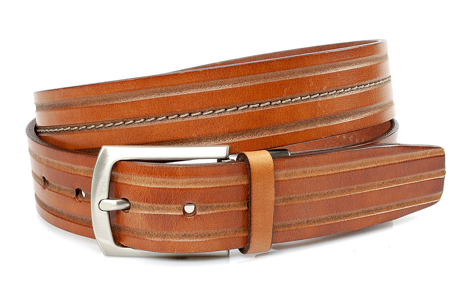Sportieve cognac heren riem